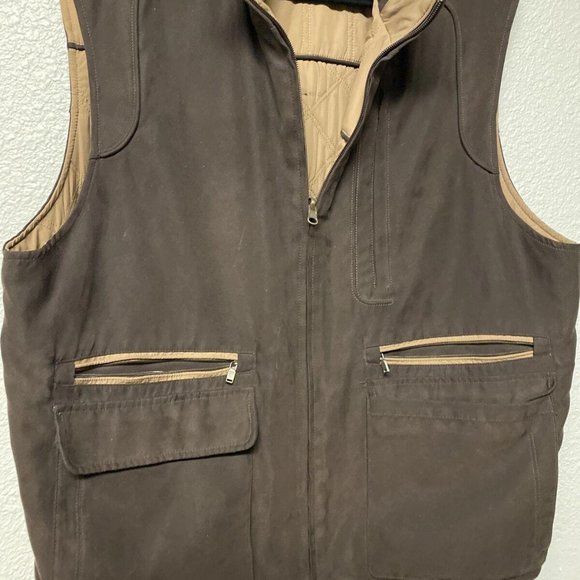 Cutter and Buck Microfiber Reversible Quilted Vest Size Large L Brown - Picture 3 of 4
